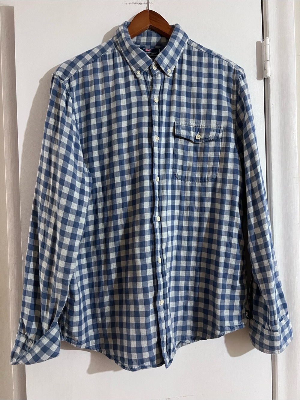 Vineyard Vines Blue and White Striped Lightweight Shirt Jacket - Large